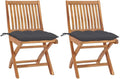 Foldable Teak Wood Garden Chair Set of 2, Anthracite, 22.8 x 18.3 x 34.6 in Portable Outdoor Seating with Weather Cushion, Compact Camping Chairs for Patio, Balcony, Picnic