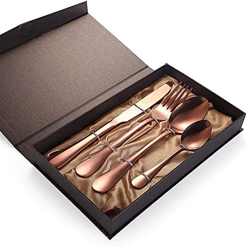 Premium 16-Piece Stainless Steel Flatware Set, Service for 4, Black Handle Cutlery Set with Knife, Fork, Spoon - Durable 304 Silverware for Everyday Use
