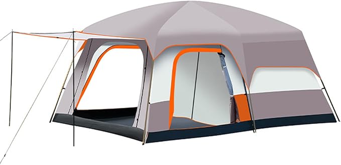 Luxury Tent Room for Camping 4-12 Person Waterproof Large Family Tent with 2 Bedroom and 1 Living Room Design