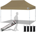 Eurmax USA 10'x15' Pop Up Canopy Tent Commercial Instant Canopies with Heavy Duty Roller Bag,Bonus 4 Sand Weights Bags (Khaki)