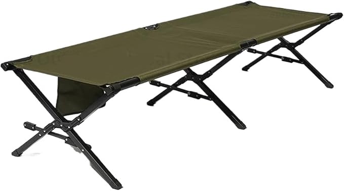 Folding Camping Cot Camping Bed Wear-Resistant 600D Oxford Cloth Portable Outdoor Lightweight Forest Folding Bed Chair(Olive Green)