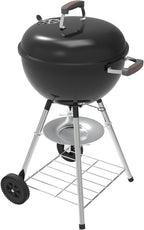 Megamaster 18" Portable Charcoal Barbecue Grill with Adjustable Air Vent, Storage Rack, 245 SQ. In Cooking Area, 2 Wheel Transport BBQ Grill for Camping, Outdoor Cooking, Patios, and More - 810-KY003