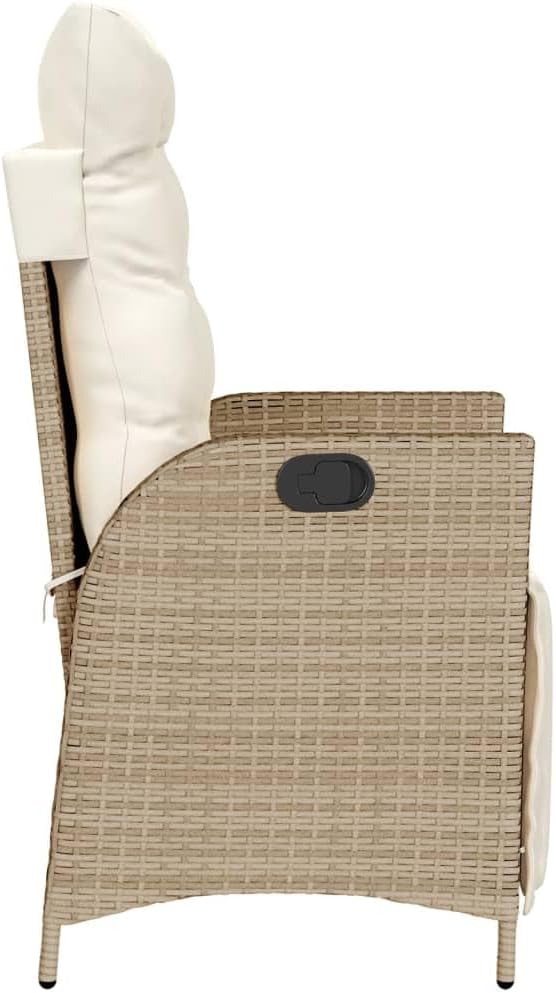 Reclining Patio Chair with Footrest Beige Poly Rattan Porch Chairs Camping Chairs Patio Chairs Living Room Chairs for Dining Patio Bedroom Outdoor