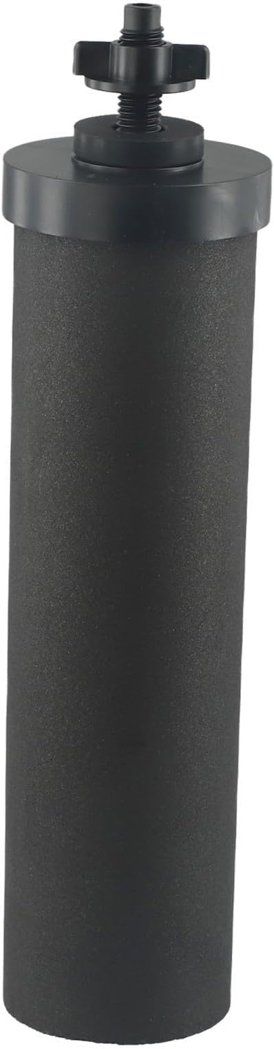 NSF Certified Activated Carbon Water Filter Elements, 2-Pack Coconut Shell Cartridges for Outdoor Camping and Hiking, Removes Sediment Rust Heavy Metals, 2.25x9.75 Inch, Black