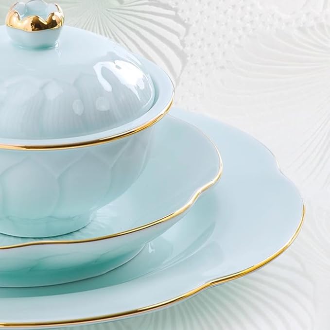 Camping Plates Simple and Fresh Underglaze Color Celadon Dinner Plate for Home High-end Dishes, Plates and Tableware Decorative Plate
