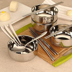Picnic Tourist Tableware Set Camping Stainless Steel Cutlery Bowl Chopsticks Spoon Suit Bag Outdoor Travel Hiking Accessories