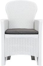 Patio Chairs ,Dining Chairs,Camping Chair,Study Chair,Coffee Chair,Beach Chair,Garden Chairs,Patio Funiture,for Deck, poolside,Camping,Beach,Campsite,2 pcs with Cushion White Plastic Rattan Look
