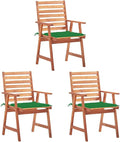 Patio Dining Chairs ,Outdoor Chairs,Coffee Chair,Study Chair,Bistro Chair,Fishing Chairs,Camp Chair,Garden Chairs,for Deck, poolside,Camping,Beach,Campsite,3 pcs with Cushions Solid Acacia Wood