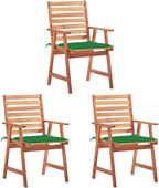 Patio Dining Chairs ,Outdoor Chairs,Coffee Chair,Study Chair,Bistro Chair,Fishing Chairs,Camp Chair,Garden Chairs,for Deck, poolside,Camping,Beach,Campsite,3 pcs with Cushions Solid Acacia Wood