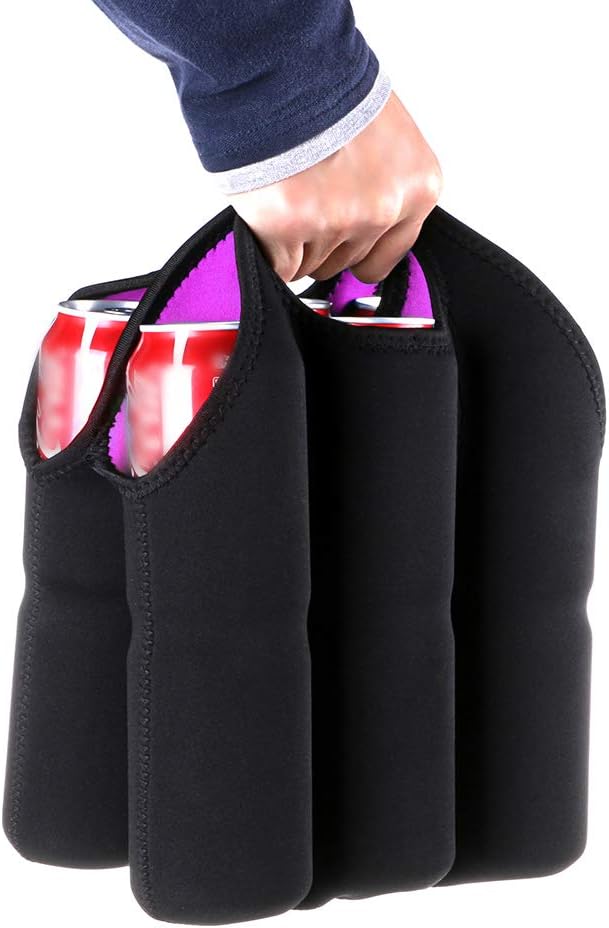 Hipiwe 6 Pack Beer Cooler Tote Bag, Extra Thick Neoprene Beer Bottle/Can/Beverage Carrier, Insulated Feeding Bottles Tote Sleeve