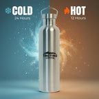 Tactiko Survival 1000ml / 34 oz Insulated Stainless Steel Wide Mouth Water Bottle, Double Wall Insulation - Leakproof, BPA-Free with Cleaning Brush for Camping, Hiking, Outdoor Prep