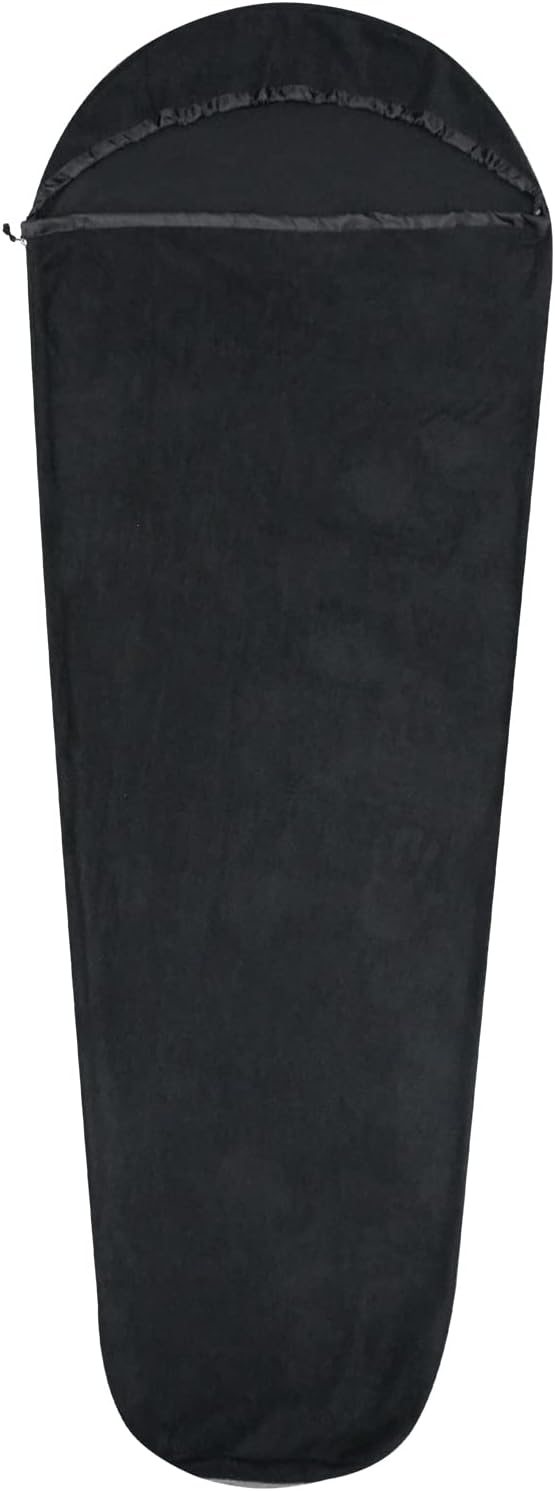 Mountainlodge Ultralight Fleece Sleeping Bag Liner,Mummy Sleeping Bag Liner with Hood and Stuff Sack Suit for Camping,Travelling and Hiking in All Seasons