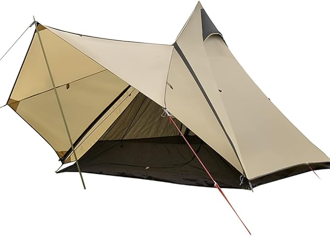GeRRiT 4 Person Tent for Camping Pyramid Teepee Tent Outdoor Portable Double Layers Indian Tipi Tent for Outdoor Family Hiking Yurt Tent