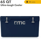 RTIC 65 QT Ultra-Tough Cooler Hard Insulated Portable Ice Chest Box for Beach, Drink, Beverage, Camping, Picnic, Fishing, Boat, Barbecue