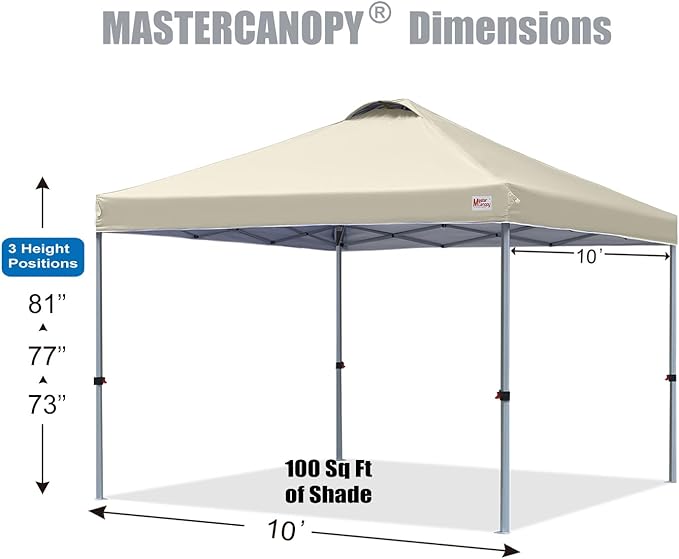 MASTERCANOPY Durable Pop-up Canopy Tent with Roller Bag (10x10, Beige)