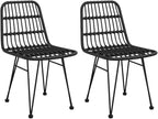 Patio Chairs 2 pcs Black ,Coffee Chair,Study Chair,Camping Chair,Barbecue Chairs,Bistro Chair,Lawn Chairs,Balcony Chairs,for Outdoor,Fire Pit,Deck,Lawn,Outside,Garden,18.9"x24.4"x33.1" PE Rattan