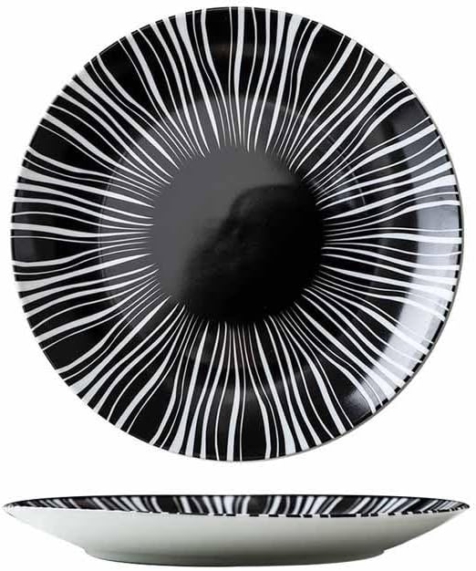 Camping Plates Creative Ceramic Dinner Plate Restaurant Round Dinner Plate Geometric Pattern Dinner Plate Kitchen Tableware Decorative Plate(F,20.6cm/8Inch)