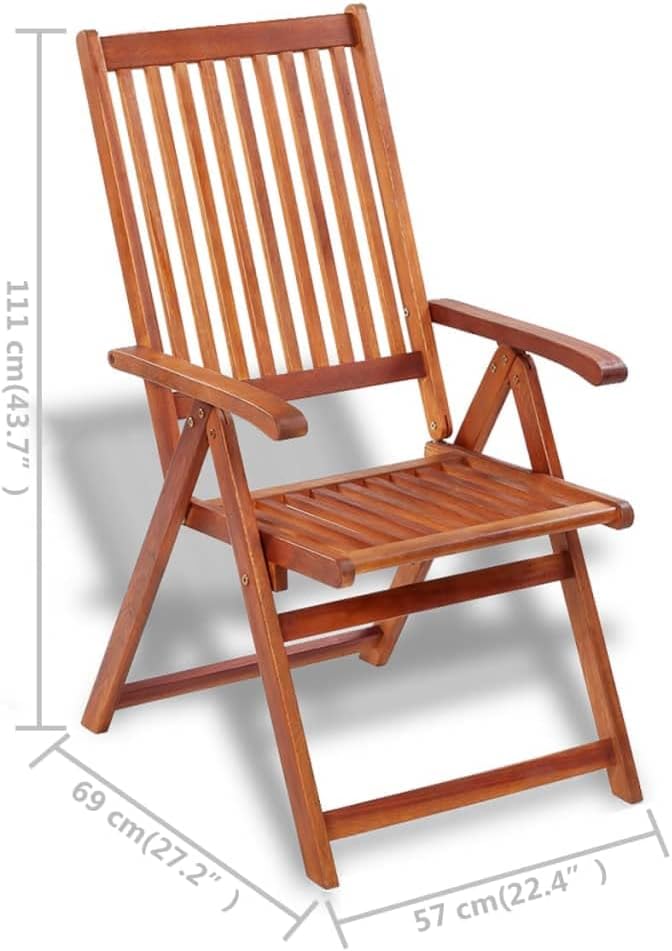 Folding Patio Chairs 2 pcs,Outdoor Lounge Chair,Portable Camping Chair,Bistro Table and Chairs Outdoor,Easy Storage and Transport,for Balcony/Garden/Backyard, Solid Acacia Wood Brown