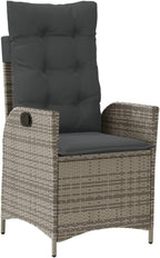 Reclining Patio Chairs 2 pcs with Cushions Gray Poly Rattan Porch Chairs Camping Chairs Patio Chairs Living Room Chairs for Dining Patio Bedroom Outdoor