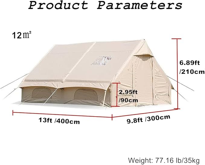 UNIISTRENGH Inflatable Camping Tent, Air Glamping Quick Set Up Waterproof Pop Up Tents with Stove Jack Hole and Carry Bag