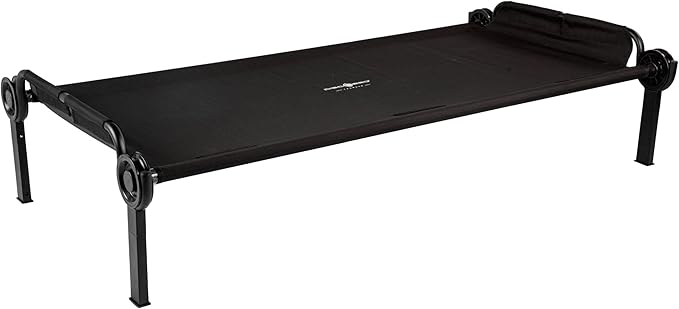 Disc-O-Bed Trundle Cot for XL or 2XL Bunk System with Zippered Carry Bag for Easy Portability, 300 Lbs. Weight Capacity, Black