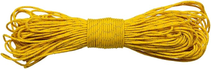 Paracord Planet – Fluorescent 1.75mm Reflective Guyline 95 Paracord Tent Rope Camping Parachute Cord – Yellow – 65ft