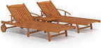 2 Piece Sunlounger Set with Table Solid Wood Acaciacamping Chairs Tanning Chair Patio Chairs Outdoor Lounge chairsSuitable for Gardens, courtyards