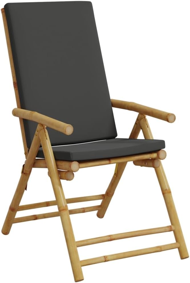 Folding Patio Reclining Chairs 2 pcs with Cushions Bamboo Lounge Chair Camping Chair Lawn Chairs Living Room Chairs for Bedroom Patio Outdoor Dining