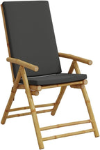 Folding Patio Reclining Chairs 2 pcs with Cushions Bamboo Lounge Chair Camping Chair Lawn Chairs Living Room Chairs for Bedroom Patio Outdoor Dining