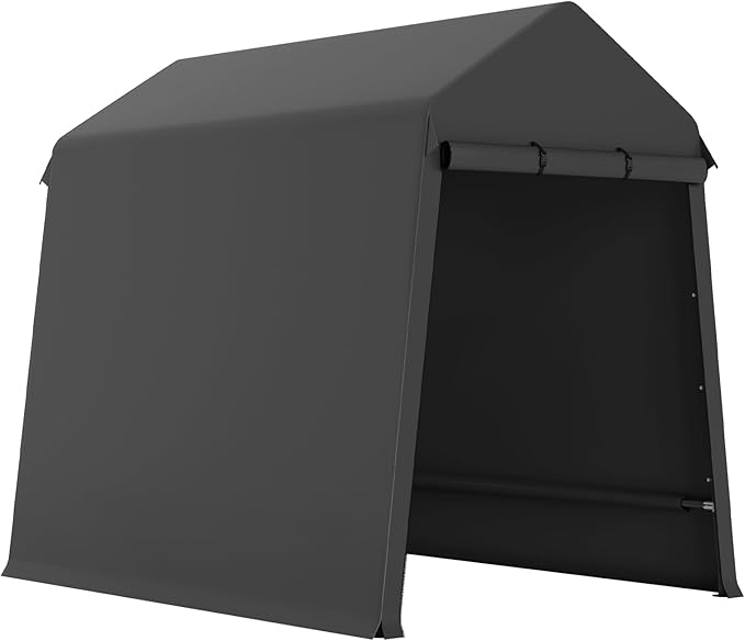 Outdoor Storage Tent 6 * 8 FT,Storage Shelter Shed,Waterproof Carport with Roll Up Doors & Vents Outdoor Storage Shed for ATV,Bike, Motorcycle, and Gardening Tools-Black
