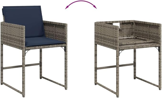 Patio Chairs with Cushions 4 pcs Gray Poly Rattan Dinning Chairs Camping Chair Patio Chairs Outdoor Chairs for Bedroom Patio Dining Outdoor