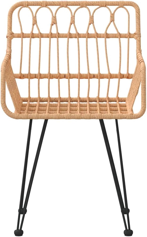 Patio Chairs 2 pcs with Armrest,Coffee Chair,Study Chair,Armchair,Garden Chairs,Outdoor Chairs,Camping Chair,Beach Chair,for Deck, Poolside,Camping,Beach,Campsite,22"x25.2"x31.5" PE Rattan