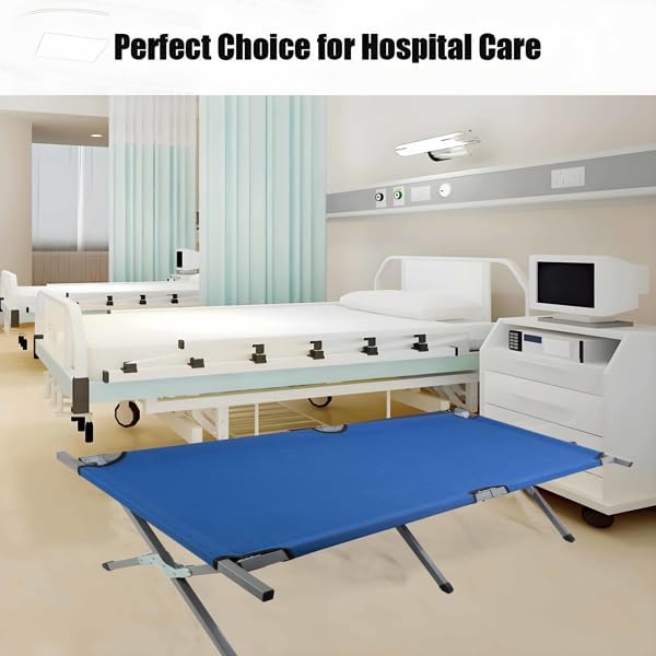 Portable Folding Camping Cot, Heavy Duty Sleeping Bed with Carrying Bag, 610D Oxford Cloth & Lightweight Aluminum Frame, 275lbs Load, Outdoor Cot for Adults, Travel, Hiking, Office (Navy blue, 1 Pack)