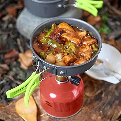 Portable Camping Tableware Cooking Set Outdoor Cookware Pan Pot Bowl Spoon Utensils for Hiking Picnic Travel Wild Campismo(B)