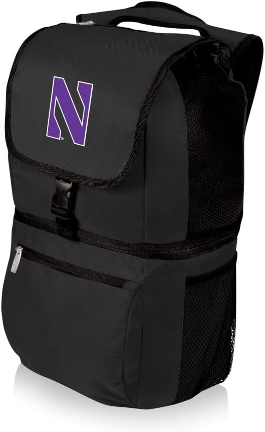 PICNIC TIME NCAA Northwestern Wildcats Zuma Backpack Cooler - Soft Cooler Backpack - Lunch Cooler, (Black)