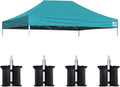 Eurmax USA Pop Up Canopy Top Gazebo Tent Cover Replacement Top Only,Bonus 4PC Pack Weight Bag (10x15, Turquoise)