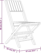 Solid Teak Wood Folding Patio Chairs 2 Pack 18.5"x24"x35.4" Outdoor Furniture Foldable Lounge Seating for Backyard Poolside Camping
