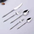 Cutlery Set Pieces Service Stainless Steel Titanium Flatware,16-piece Flatware Set, 4 Servings Tableware, Stainless Steel Cutlery, Including Knife, Fork and Spoon Teaspoon with Gold Wooden