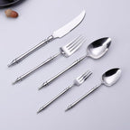 Stainless Steel Flatware Set - 5-Piece Cutlery Set for Home & Hotel, 304 Silverware Cutlery, Forks & Spoons, Durable and Elegant Tableware, Perfect for Daily Use