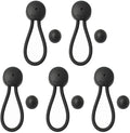 5 PCS Bungee Shock Cord Clip with Knobs, Pull Tie Down Tarp Canvas Knobs for Camping Tents Cargo Pool Awning Car Cover Holding Wire Hoses(Black)