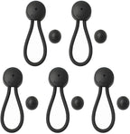 5 PCS Bungee Shock Cord Clip with Knobs, Pull Tie Down Tarp Canvas Knobs for Camping Tents Cargo Pool Awning Car Cover Holding Wire Hoses(Black)