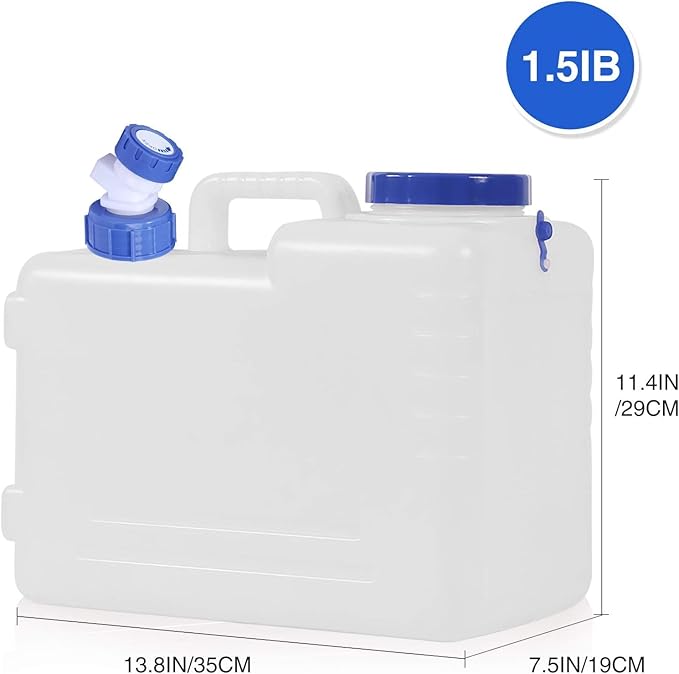 4 Gallon/15L Water Container with Spigot, Portable BPA Free Water Jug, Multifunction Water Tank for Camping Outdoor Hiking Picnic Supplies, Emergency Stroage, 4 Pack