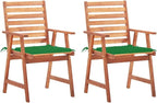 Patio Dining Chairs ,Outdoor Chairs,Coffee Chair,Study Chair,Bistro Chair,Fishing Chairs,Camp Chair,Garden Chairs,for Deck, poolside,Camping,Beach,Campsite,2 pcs with Cushions Solid Acacia Wood