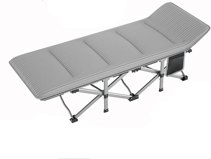 Folding Camping Bed Corduroy Cotton Cots for Camping with Mat Camping Cots for Adults Lounge Chair Portable Camping Cot