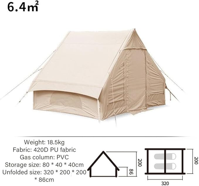 UNIISTRENGH Inflatable Camping Tent, Air Glamping Quick Set Up Waterproof Pop Up Tents with Stove Jack Hole and Carry Bag