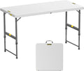 FanttikOutdoor Folding Table 4 Foot, Effortless Quick Adjustable Height Foldable Small Card Table, Fixing Lock, Stable for Party Dining Events Picnic Indoor Outdoor Camping, 1 Pack, Zeta X4 Pro White