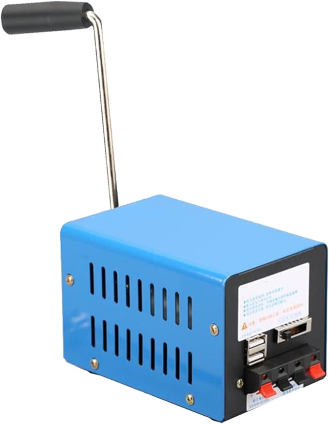 Household Outdoor Portable Manual Hand Crank Generator, 20W High Power Dynamo USB Charger for Travel Camping Hiking (Blue)