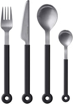 mono Ring Flatware Sets in Black, White, Blue and Grey (Black, 4pc Set)