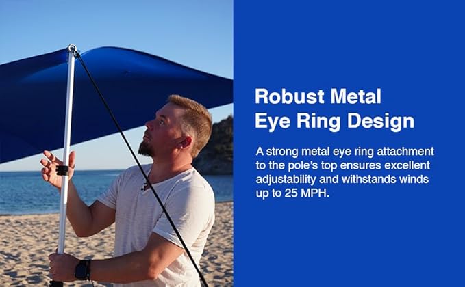 Beach Canopy Tent Sun Shade 9x8.5 FT – UPF50+ Portable Beach Tent Canopy with 2-Post Easy Setup, Lightweight Carry Bag – Camping, Picnic, Backyard & Travel Sun Shelter
