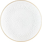 PARTY BARGAINS 13-Inch Charger Plates - 48 Pack, Hammered Clear Gold Rim, Heavy-Duty Disposable Chargers for Elegant Dining - Ideal for Weddings and Formal Events